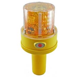 Flashing LED Safety Light with Handle, Battery Operated, Photocell, AMBER